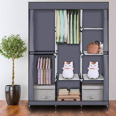 HAOYYE 71" Portable Closet Wardrobe Storage Organizer with Shelves, Durable Non-Woven Fabric Cover, Spacious Space-Saving Clothes Rack, Modern Versatile Design, Premium Quality, Stylish Gray Look