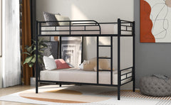 HAOYYE Twin Over Twin Metal Bunk Bed (Black) ( old sku: MF189201BAA ) Sturdy Space-Saving Heavy Duty Modern Design Easy Assembly Durable Stylish Home Furniture Versatile