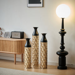 HAOYYE Floor Metal Vases Decorated White Metal vases Set of 3 gorgeous home decoration large glazed metal vases 24.8in/29in/33.8in height Sturdy Space-Saving Heavy Duty Modern Design Adults Dorm Room