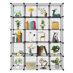 HAOYYE 20-Cube Organizer, Cube Storage Shelves, Wire Cube Storage, Origami Shelves, Metal Grid Multifunction Shelving Unit, Modular Cubbies Organizer, Bookcase for Home, Office, Living Room, Bedroom Storage Solution, Stylish and Functional Design