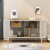 HAOYYE 55.12" Spacious Cat House with Tempered Glass, for Living Room, Hallway, Study and Other Spaces (White) Sturdy Space-Saving Heavy Duty Modern Design Adults Dorm Room Easy Assembly