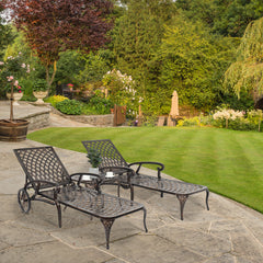 HAOYYE Adjustable Backrest Courtyard Cast Aluminum Lying Bed, Black, Sturdy Outdoor Lounge Chair for Relaxing, Perfect for Garden, Patio, or Backyard, Comfortable and Durable Design, Easy to Adjust for Ultimate Comfort