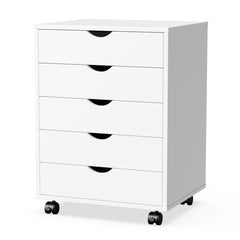 HAOYYE 5-Drawer Mobile Storage Cabinet, Sturdy Wooden Organizer Chest with Wheels, Modern Space-Saving Design, Heavy Duty Construction, Ideal for Office or Dorm Room Furniture