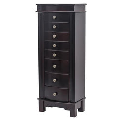 HAOYYE Jewelry Armoire with Mirror, 8 Drawers and 16 Necklace Hooks, 2 Side Swing Doors, Brown, Soft Cozy Warm Flannel Fleece Home Decor, Luxury Comfortable Unique Design, Premium Quality Decorative Storage Cabinet for Jewelry and Accessories