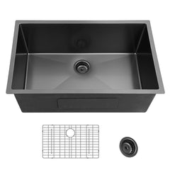 HAOYYE 27x17 inch Undermount Gunmetal Black 18 Gauge Stailess Steel Kitchen Sink Sturdy Space-Saving Heavy Duty Modern Design Adults Dorm Room Easy Assembly Bedroom Furniture