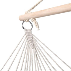 HAOYYE Beige Cotton Rope Sling With Tassel Hammock Style Lightweight Portable Hanging Chair for Outdoor Use Easy to Hang and Store Relaxing Backyard Camping Travel Accessory