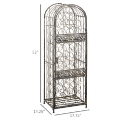 Haoyye 45 Bottle Wrought Iron Wine Rack with Lock, Antique Bronze Freestanding Wine Cabinet with Scrollwork Door, Vintage Metal Wine Jail Storage for Kitchen, Dining Room, Home Bar, Sturdy Space-Saving Organizer, Modern Rustic Design