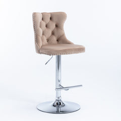 HAOYYE Swivel Velvet Barstools Adjusatble Seat Height from 25-33 Inch