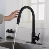 Haoyye Touch Kitchen Faucet with Pull Down Sprayer, Stainless Steel Smart Sink Faucet with Single Handle and 360° Swivel Spout, Hands-Free Touch Activation, Corrosion Resistant Matte Finish, Modern Space-Saving Design for Easy Installation
