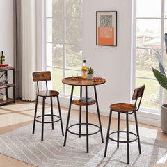 HAOYYE Round Bar Stool Set with Shelves, Stool with Backrest Sturdy Space-Saving Heavy Duty Design, Easy Assembly for Dorm Rooms, Bedrooms, and Modern Living Spaces