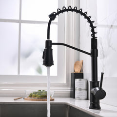 HAOYYE Kitchen Faucet with Pull Out Sprayer Black Stainless Steel Single Handle Kitchen Sink Faucets Sturdy Space-Saving Heavy Duty Modern Design Adults Dorm Room Easy Assembly Bedroom Furniture