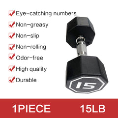 HAOYYE Premium 15 Lbs Octagonal Dumbbells with Chrome Plated Knurled Handles and Large Number Markings Durable RPE Coated Weights for Strength Training Push Ups Full Body Workouts and Home Gym Fitness Exercises