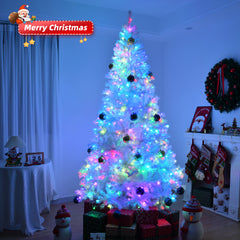 HAOYYE White Pre-Lit Artificial Christmas Tree, 8 FT APP Controlled Xmas Tree with 500 RGB Lights, 1500 Branch Tips, Hinged Branches, Perfect Holiday Decoration for Home, Office, Store, Party