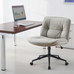 HAOYYE Criss Cross Legged Chair, Armless Office Desk Wide Seat Wheels, Swivel Height Adjustable Comfy Sturdy Space-Saving Heavy Duty Modern Design Adults Dorm Room Easy Assembly Bedroom Furniture