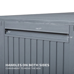 HAOYYE Outdoor Storage Deck Box Grey Plastic Garden Chest with Lockable Lid and Wheels Waterproof UV Resistant for Tools Cushions Toys Patio Garage Backyard Use Durable Weatherproof Portable Organizer 90Gal Capacity