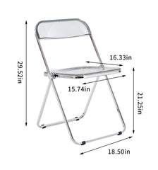Haoyye Clear Transparent Folding Chair, Modern PC Plastic Seat with Metal Frame, Lightweight Space-Saving Foldable Chair for Living Room, Bedroom, Dorm or Office, Heavy Duty Design, Sturdy and Easy to Store for Daily Use or Extra Seating