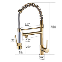 Haoyye Commercial Kitchen Faucet with Pull Down Sprayer, Single Handle Gooseneck Sink Faucet with Dual Function Spray and Stream Modes, 360° Swivel High Arc Design, Brushed Finish, Easy Installation, Heavy Duty Brass for Home, Restaurant or RV