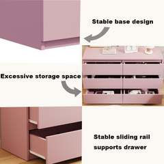 HAOYYE Pink 6-Drawer Dresser, Modern Chest Of Drawers With Spacious Storage, Sturdy Space-Saving Heavy Duty Design, Perfect For Adults And Dorm Rooms, Easy Assembly