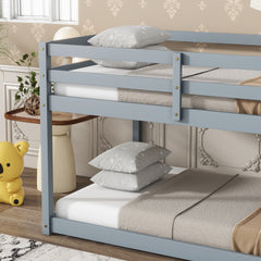 HAOYYE Solid Wooden, Solid Rubber Wooden Twin over Twin Loft Bed with Ladder, with Bed Platform of Strengthened Slats , Grey Sturdy Space-Saving Heavy Duty Modern Design Adults Dorm Room Easy Assembly