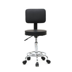 HAOYYE Round Shape Adjustable Salon Stool with Back Black, Swivel Rolling Stool with Comfortable Seat and Backrest, Height Adjustable Task Chair for Spa Salon Office Studio Makeup Room