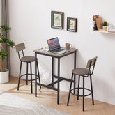 HAOYYE Bar Table Set with 2 Bar Stools, PU Soft Seat with Backrest, Stylish Grey Color, Sturdy Space-Saving Design, Modern Heavy Duty Construction, Easy Assembly, Durable Home Furniture for Kitchen, Dining Room, or Home Bar