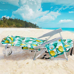 HAOYYE Compact Oxford Cloth Beach Chair, Durable Aluminum Tube Frame, Supports Up To 100kg, Silver White And Lemon, Lightweight And Comfortable For Outdoor Use