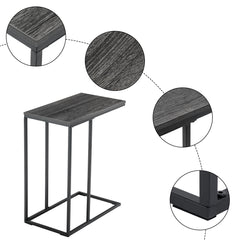 HAOYYE C-Type Single Layer MDF Iron Rectangle Side Table with Triamine Grey Finish and Black Spray Coating, Modern Design for Living Room, Bedroom, Office, and Home Décor – Premium Quality, Comfortable, and Stylish Furniture Piece