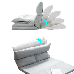 HAOYYE Fabric Folding Chaise Lounge Sofa Gray Comfortable Sturdy Durable Modern Design Space Saving Easy Assembly Stylish Versatile Home Furniture for Relaxing in Living Room, Bedroom, or Office