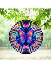 HAOYYE 3D Metal Blue Butterfly Wind Spinner, Yard and Garden Decoration, Kinetic Outdoor Spinner, Spinfinity Wind Sculpture, Classic Style, No Feather, Unique and Elegant Garden Accent