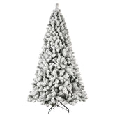 HAOYYE Artificial Flocked LED Christmas Tree with Fireproof PVC Mixed Branch Tips, Hinged Premium Foldable Base, Easy Assembly and Strong Stable Structure for Indoor Holiday Decorations
