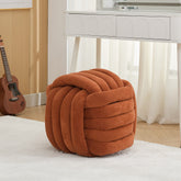 Haoyye Modern Chenille Fabric Knot Design Ottoman Makeup Stool Footstool, Comfortable and Stylish Seat, Perfect for Living Room and Bedroom, Space-Saving Heavy Duty Construction, Durable Furniture for Adults Dorm Room