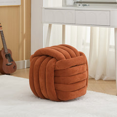 Haoyye Modern Chenille Fabric Knot Design Ottoman Makeup Stool Footstool, Comfortable and Stylish Seat, Perfect for Living Room and Bedroom, Space-Saving Heavy Duty Construction, Durable Furniture for Adults Dorm Room