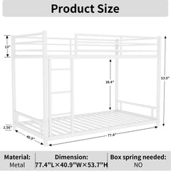 HAOYYE Metal Twin over Twin Bunk Bed/ Heavy-duty Sturdy Metal/ Noise Reduced/ Safety Guardrail/No Box Spring Needed,White Space-Saving Heavy Duty Modern Design Adults Dorm Room Easy Assembly