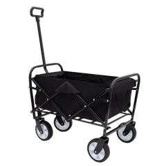 HAOYYE Multi Use Collapsible Foldable Wagon Cart Heavy Duty Utility Cart with 3 Plastic Liner Bags and Cover Grocery Wagon for Beach Camping Picnic Outdoor Travel Black