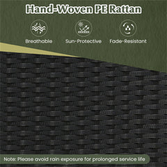 HAOYYE Black PE Rattan 2-in-1 Convertible Picnic Table and Chair Set with Storage, Hand-Woven Weather-Resistant Outdoor Furniture, Solid Acacia Wood Frame, Heavy-Duty Metal Support, Perfect for Patio, Garden, Backyard, Porch Use