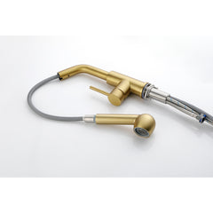 Haoyye Single Handle Kitchen Faucet with Pull Out Sprayer, 360° Swivel Stainless Steel Sink Faucet with Dual Water Modes, Stream and Spray, Easy Installation, Anti-Rust Finish, Modern Space-Saving Design for Home, Apartment or Utility Kitchen