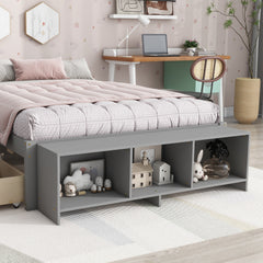 HAOYYE Full Size Bed with Storage Case, 2 Storage Drawers, Lengthwise Support Slat, Grey Heavy Duty Sturdy Bed Frame, Space-Saving Modern Design, Easy Assembly, Durable Stylish Home Furniture, Versatile Bedroom Storage Solution.