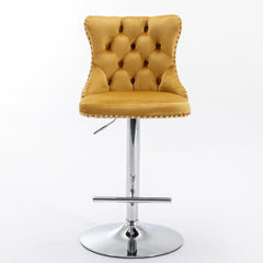 HAOYYE Swivel Velvet Barstools Adjusatble Seat Height from 25-33 Inch