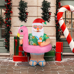 HAOYYE 5.9FT Lighted Inflatable Hawaii Santa Claus Christmas Decoration with Built-In LED Lights, Funny Blow Up Yard Decor for Front Yard Lawn Garden Holiday Party Outdoor Festive Display