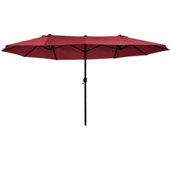 HAOYYE Extra Large Double-Sided Patio Umbrella with Crank Handle and Air Vents, Outdoor Market Sun Shade for Backyard Deck Garden Pool Table