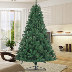 HAOYYE Artificial Christmas Tree Full Natural Spruce PVC Fir Tree 7.5ft Foldable Metal Stand Unlit Green Sturdy Space-Saving Heavy Duty Modern Design Adults Dorm Room Easy Assembly Bedroom Furniture