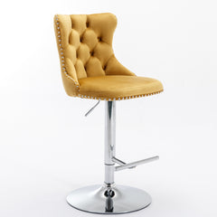 HAOYYE Swivel Velvet Barstools Adjusatble Seat Height from 25-33 Inch