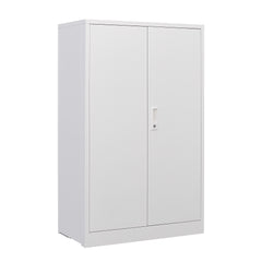 HAOYYE Metal Storage Cabinet with Locking Doors and Adjustable Shelves, Folding Filing Storage Locker Cabinet for Home Office, School, Garage, Durable and Space-Saving White Storage Solution