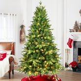 HAOYYE 5FT PE And PVC Christmas Tree with Lights, Unique Christmas Tree Prelit with 850 Branch Tips, 250 Warm White LEDs and Metal Stand, Aritificial Christmas Tree Sturdy Space-Saving Heavy Duty Adults