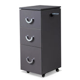 HAOYYE Hair Salon Rolling Cart with Zinc Alloy Handle 3 Drawers 4 Wheels and Built-in Air Duct Frame Gray Professional Trolley Storage Organizer for Beauty Barber Spa Studio Durable Modern Design