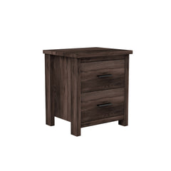 HAOYYE Vintage Nightstand with Two Drawers, Dark Walnut Sturdy Space-Saving Design, Heavy Duty Modern Bedroom Furniture for Adults, Easy Assembly