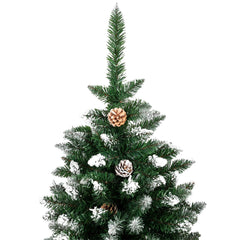 HAOYYE White Christmas Tree 6FT with 920 Branches and 52 Pine Cones, Flocking Spray Design, Easy Setup with Sturdy Metal Base, Full Holiday Decoration for Living Room, Bedroom, Office, and Home Celebration