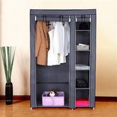 DE Direct HAOYYE Portable Clothes Closet Wardrobe with Non-Woven Fabric Cover and Hanging Rod Strong Steel Frame Freestanding Storage Organizer Dustproof Fabric Shelves Quick and Easy Assembly for Bedroom Entryway
