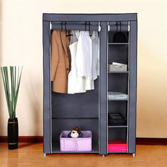 HAOYYE Portable Clothes Closet Wardrobe, Durable Non-Woven Fabric, Hanging Rod, Space-Saving Organizer, Quick Assembly, Modern Design, Versatile Storage Solution, Gray