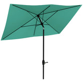 HAOYYE Rectangular Market Umbrella Outdoor Teal Patio Table Umbrella with Crank and Tilt UV50+ Waterproof Shade for Garden Pool Deck Backyard